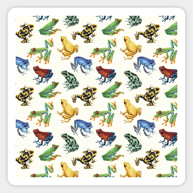 Frogs on natural white Sticker by katerinamk